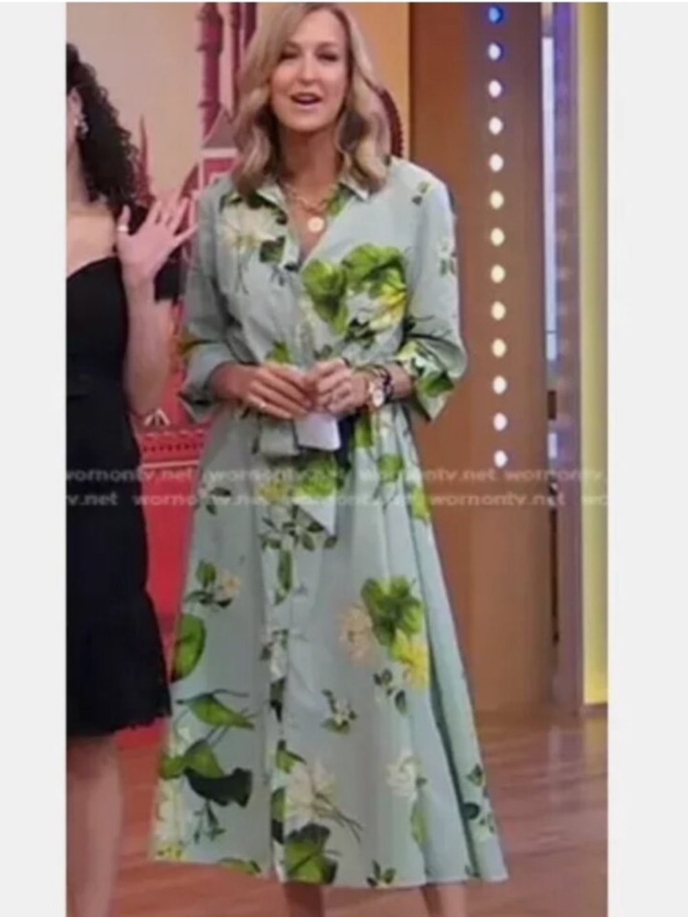NWT Zara ZW Collection Green Floral Button Down Shirt Dress Midi w/ Belt XS - Picture 9 of 9